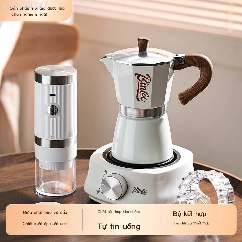 [Siêu Hot]  Bộ Bincoo Coffee Moka Pot, bếp điện gốm gia đình, nhỏ, máy pha cà phê espresso Ý