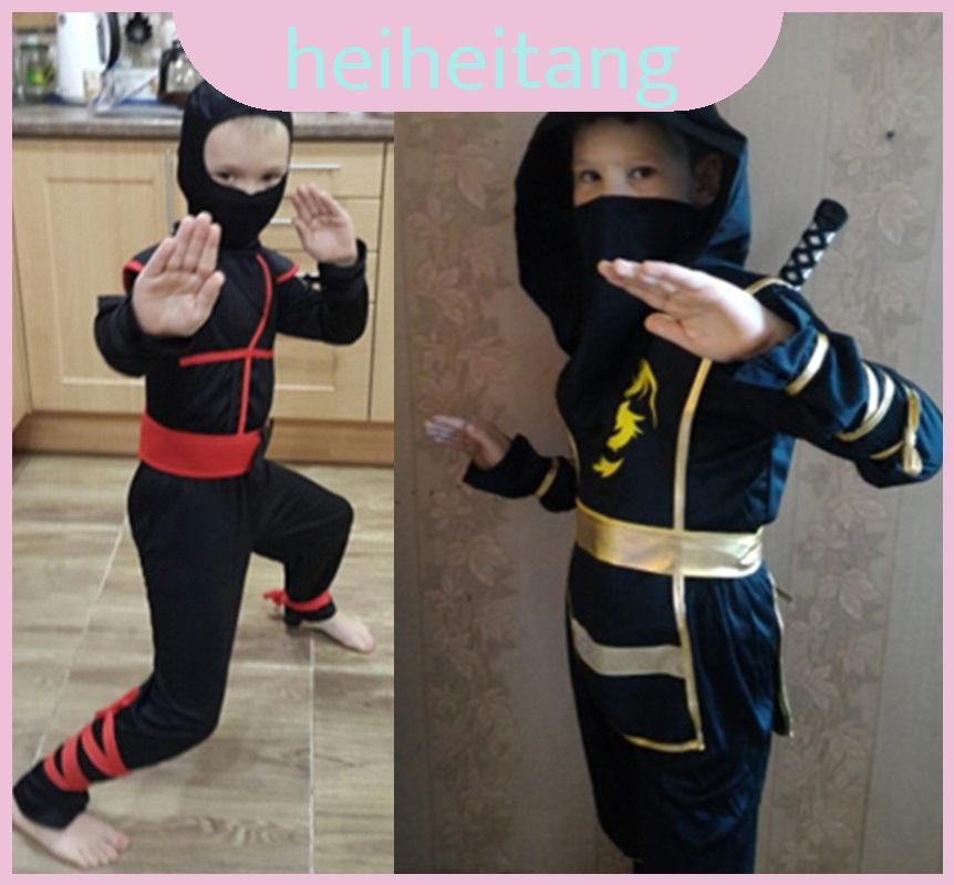 Bé trai trẻ em Ninja Assassin hấp dẫn Trang phục chiến binh Nhật Bản có ruy băng và mặt nạ