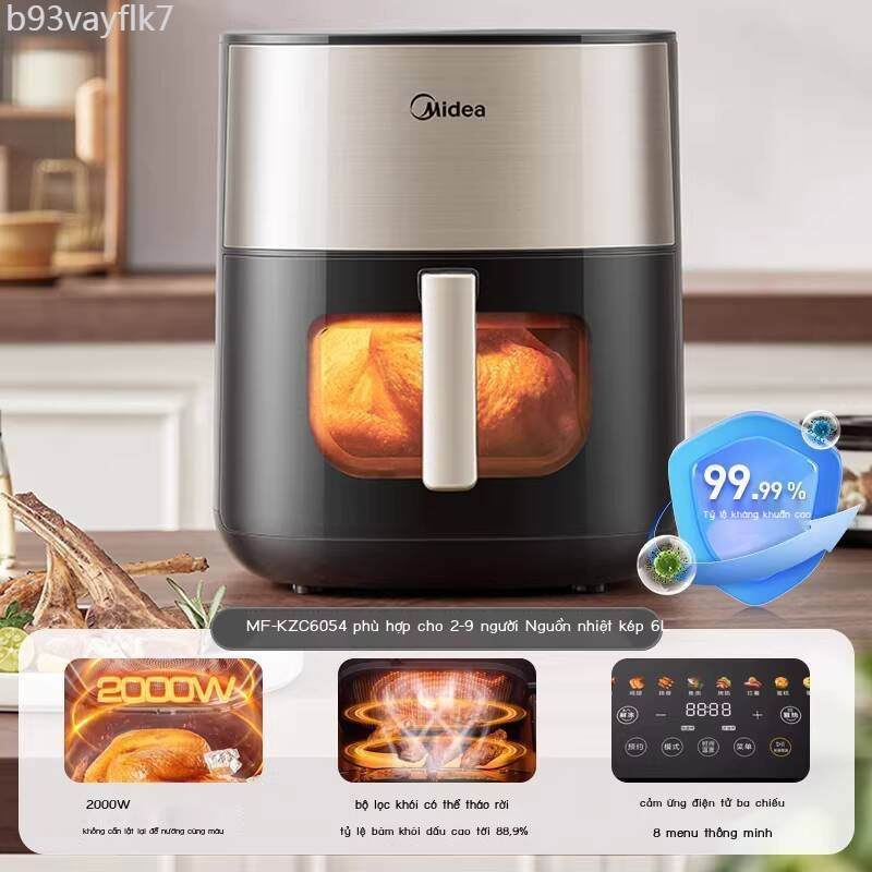 [Siêu Sale] Nồi dầu Midea, mới, thông minh, dung tích lớn, nồi chiên điện, đa chức năng, không cần