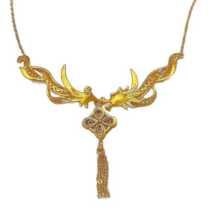 Vòng cổ đám cưới từ cát vàng rồng phượng, đồng mạ vàng, thiết kế thời trang và sang trọng