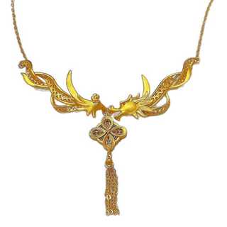 Vòng cổ đám cưới từ cát vàng rồng phượng, đồng mạ vàng, thiết kế thời trang và sang trọng