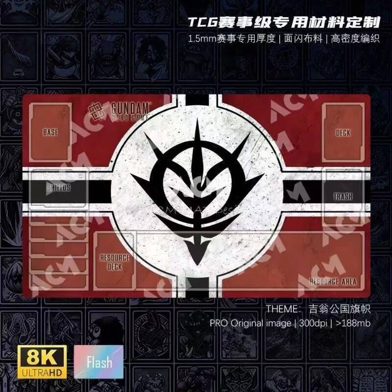 Công quốc Gundunda Cờ Zeon Người chơi đơn Trận GCG Flash Playmat Char Aznable Zaku Sinanju Card Grou