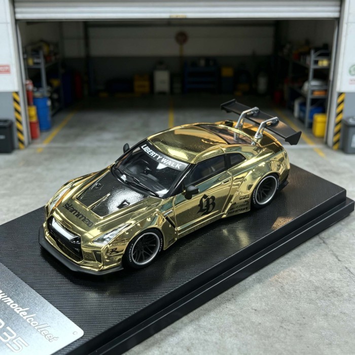 MC 1: 64 Nissan Nissan LB GTR R35 Mẫu xe hợp kim rộng Mạ vàng