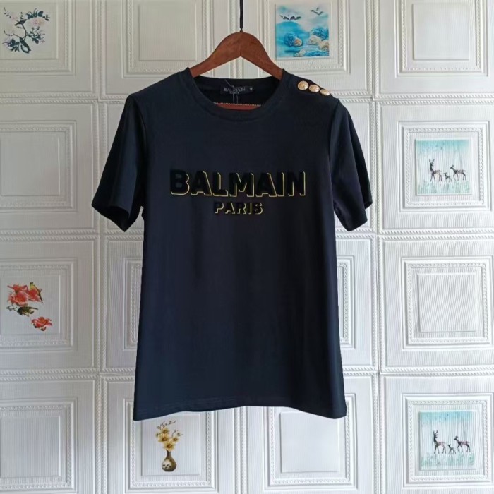 Balmain Áo Thun Cặp Đôi Cotton, Phong Cách Thời Trang Thường Nhật