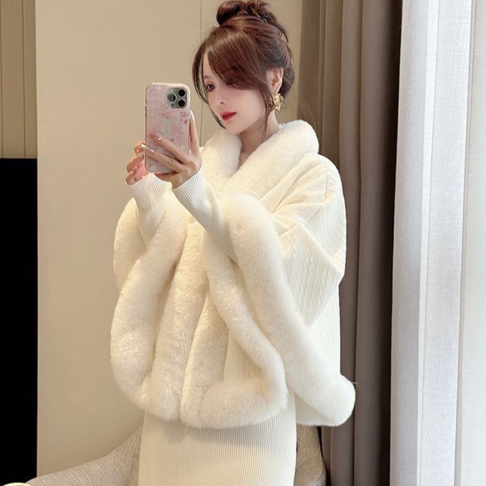 Khăn choàng, áo choàng, sườn xám một bên ngực, áo len, lớp lót nhung cao cấp, Hanfu, cổ lông nữ, ph | BigBuy360 - bigbuy360.vn