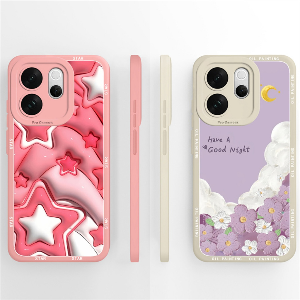 Ốp Cho Vivo V70 V70 Elite V70 FE Brilliant Flower Star Square Chống Sốc Chống Trơn Trượt Bền Trường 