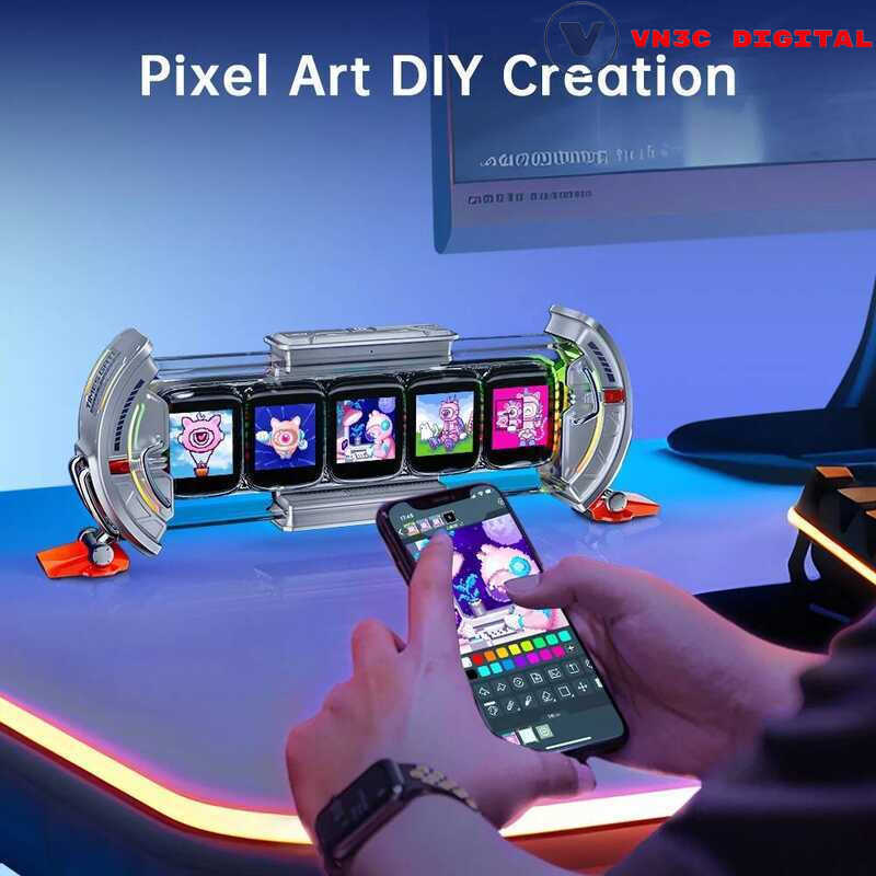 Đồng hồ kỹ thuật số Divoom Times Gate dành cho phòng chơi game với màn hình LED RGB - Chính Hãng