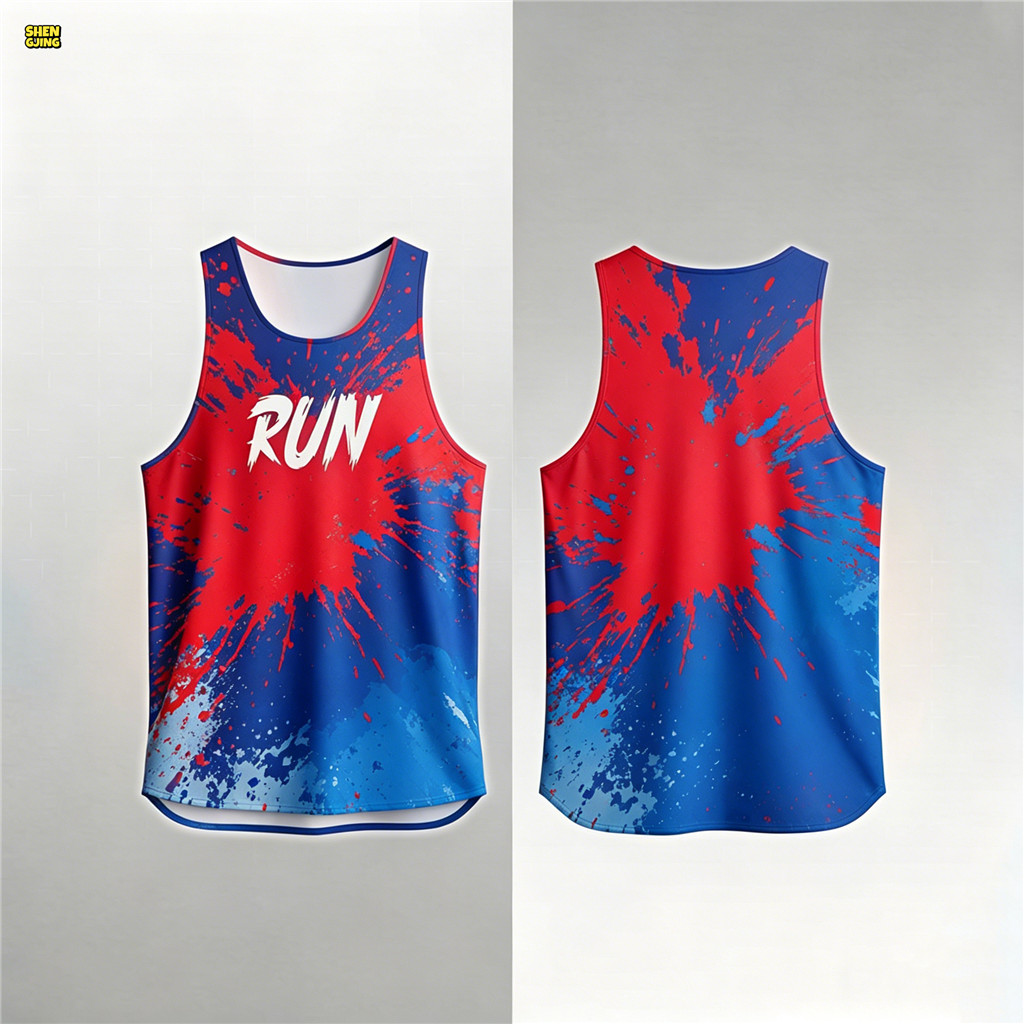 (SHENGJING) Singlet chạy bộ sơn xanh đỏ "RUN"