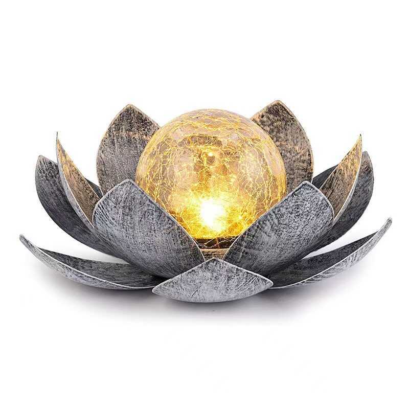 Đèn năng lượng mặt trời Lotus Light Garden Crack Lotus Light Ground Plug Đèn cảnh quan Sân vườn chốn