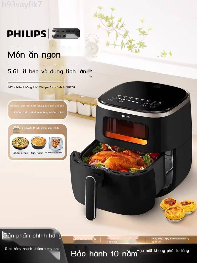 [Siêu Sale] Philips Visual Air Fryer HD9257, Nồi không dầu gia đình, công suất lớn, máy chiên khoai