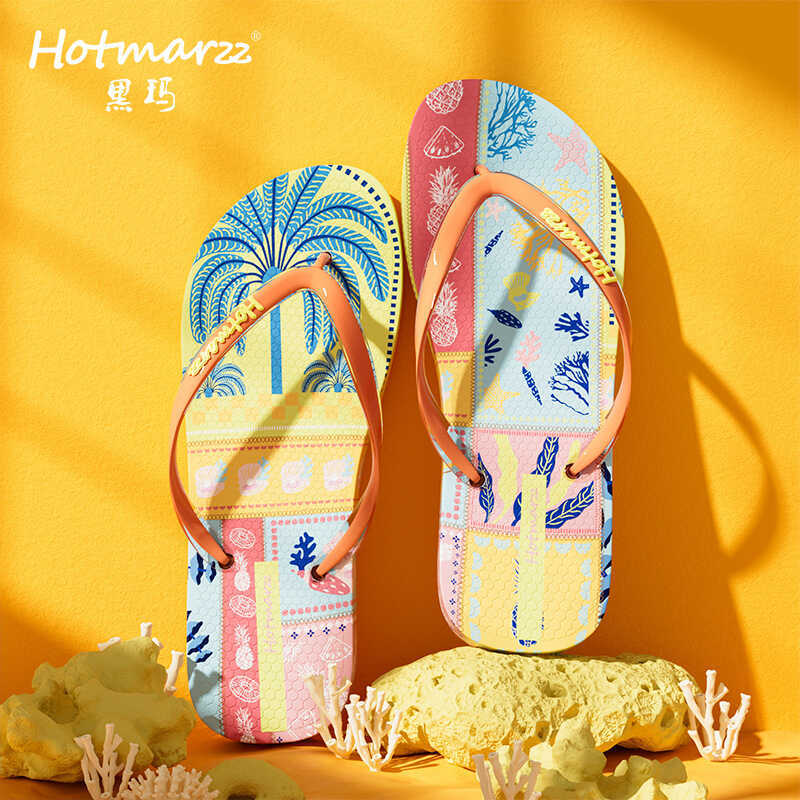 Hotmarzz Hotmarzz Nữ Dép xỏ ngón thông thường Chống trượt Mặc ngoài trời Đi biển Dép đi biển ngoài t