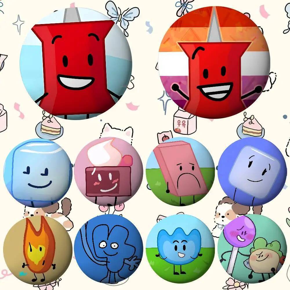 Hoạt Hình Ngộ nghĩnh Anime BFDI Biểu Tượng Huy Hiệu Tinplate Nút Mềm Pin Trâm Cài Huy Hiệu Kim Loại 