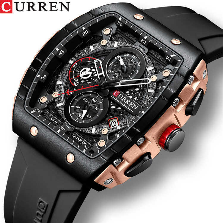 Đồng hồ nam Chronograph sáu tay CURREN CURREN Đồng hồ hình chữ nhật dành cho doanh nhân thể thao đa 