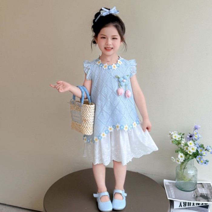 Girls Dress Summer New Children's Flying Sleeve Skirt Summer Dress Girl Princess Dress Baby G