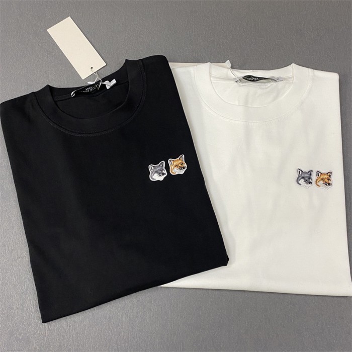 Maison Kitsune Áo Thun Đôi Hoodie Thiết Kế Đầu Cáo Thêu từ Bông Nguyên Chất