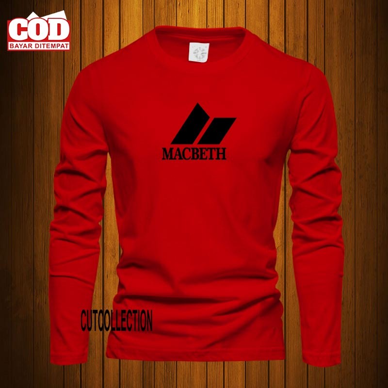 Baju Kaos Pria Lengan Panjang / Áo thun Distro Logo Macbeth Hitam / Baju Kaos Pria & Wanita Combed C