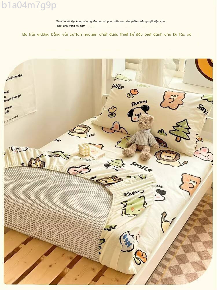 [GIÁ TỐT CHỌN MẪU] Ga cotton nguyên chất dùng cho ký túc xá đại học, tấm bảo vệ nệm đơn 90x190, ga