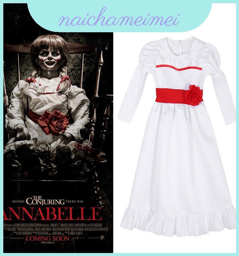 Búp bê kinh dị nổi bật Annabelle Váy trắng mềm mại thoải mái Cosplay cho trang phục Halloween