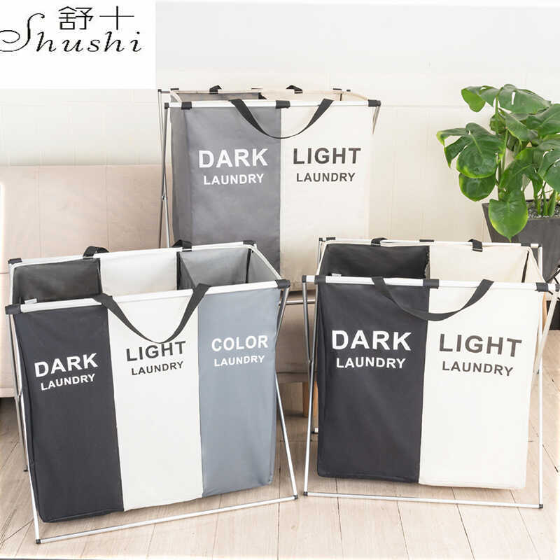 Giỏ đựng quần áo bẩn Shushi / Shushi Ngăn vải Oxford Giỏ đựng đồ ba màu có thể gập lại