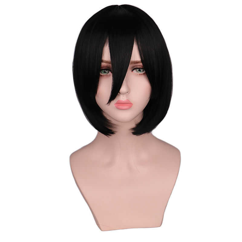 Silky Wig tóc ngắn Mikasa Attack On Titan - Full mũ và đa năng