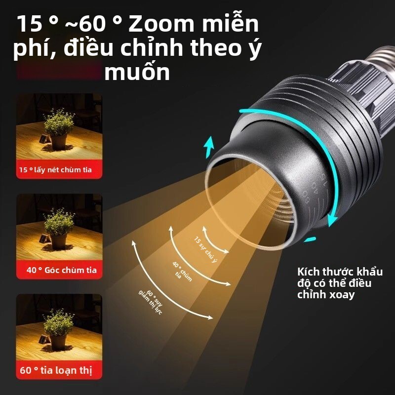 Đèn LED Spotlight 2700K CRI cao, bóng vít E27, đèn zoom đặc biệt cho bàn ăn nhà hàng lẩu nóng