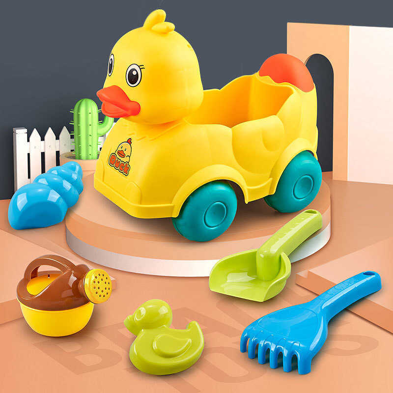 Bộ 6 Món ATV Trẻ Em Đi Biển Chơi Nước Cát Hoạt Hình Vịt Bộ Xe Hơi Ngoài Trời Cát Bể Bơi Đồ Chơi