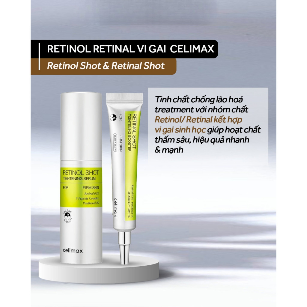 Tinh chất chống lão hoá retinol vi gai CELIMAX RETINOL SERUM/ RETINAL SHOT BOOSTER COD tại chỗ.