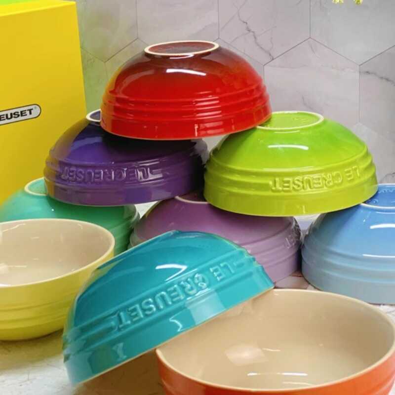 Phong Cách Pháp Tròn Ăn Liền Bát Gốm Bát Ăn Gia Đình Bát Salad Trái Cây Bát Có Nắp Mì Ăn Liền Lò Vi 