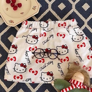 Váy ngắn bé gái, váy hoạt hình mèo KT in đầy đủ cho bé gái, quần áo trẻ em