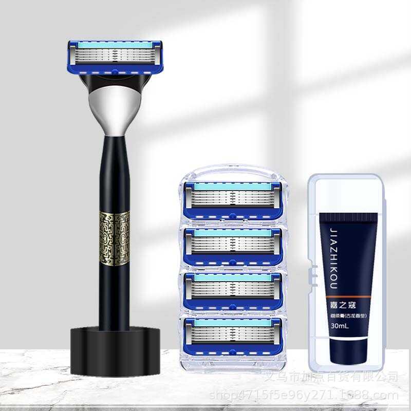 Dao cạo thủ công năm lớp phong cách Trung Quốc Dao cạo 5 lớp Lưỡi dao cạo nam chống trầy xước Dao cạ