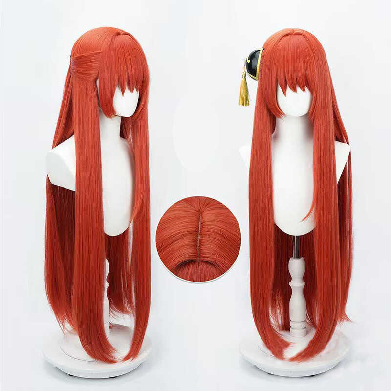 Silky Tóc Giả Dài Màu Cam Phong Cách Cosplay Gintama Kagura