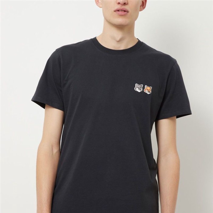 Maison Kitsune Áo Thun Cổ Điển Thêu Hình Đôi Cáo