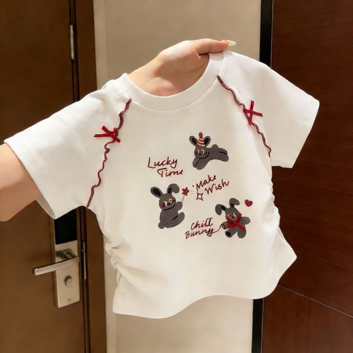 Girls Short-sleeved Summer T-shirt, Baby Girl, Fashionable New Style Children's Clothing, Chi