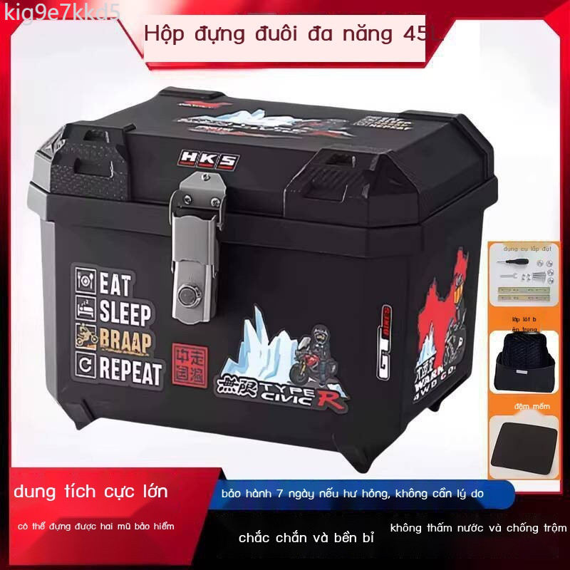 HOT- [ Ảnh thật ] Hộp đựng đồ lớn cho xe máy Honda CGX150NWT150, hộp đuôi mới Continent S07190TR