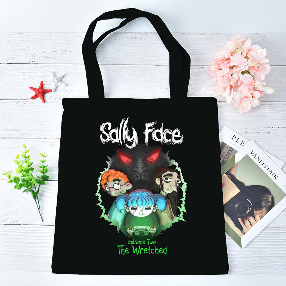 Sally Face totebag đeo vai totebag tạp hóa người mua sắm có thể tái sử dụng người phụ nữ