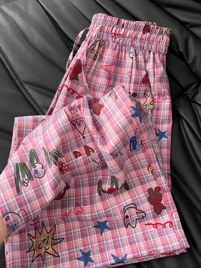 Internet Celebrity Korean Style Pajama Pants For Women Summer New Girls High Waist Pants Casu