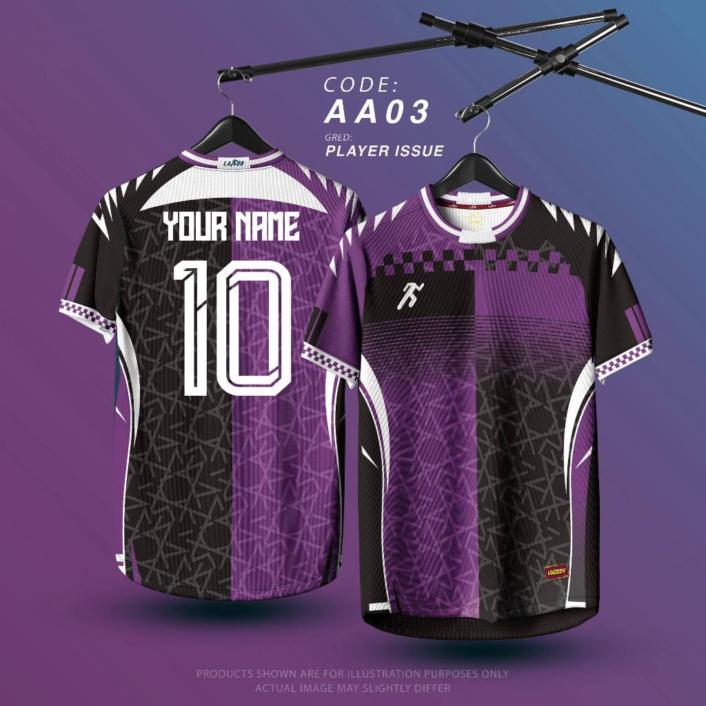 Jersi Lakoh Code AA Jersey Tên tùy chỉnh Đội Jersi Tùy chỉnh Nama Saiz Dewasa Dry-Fit Player Issue
