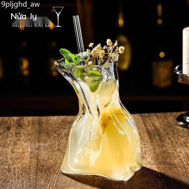 [Mẫu mới] Ly cocktail sáng tạo với thiết kế xếp ly, uống dài mang phong cách origami, ly thủy tinh