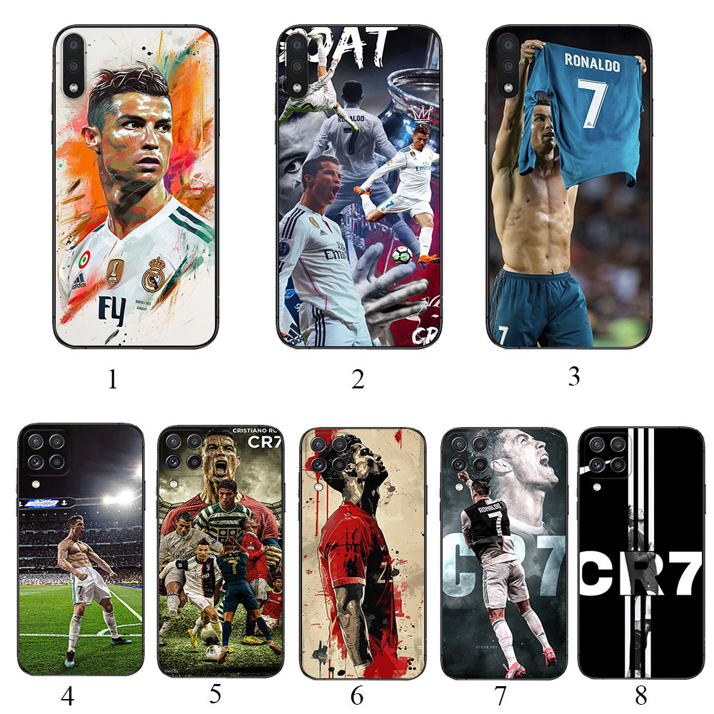 Ốp điện thoại màu đen mềm cho Samsung A22 A55 A56 J4 J6 J8 2018 J4 J5 J6 J7 Prime Plus Core F12 cr7 