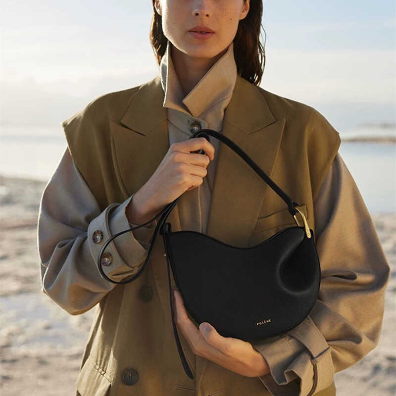 POLENE Polingen Tonca Da Thật Chính Hãng Túi Đậu Hà Lan Đeo Vai Yên Xe Túi Bánh Bao