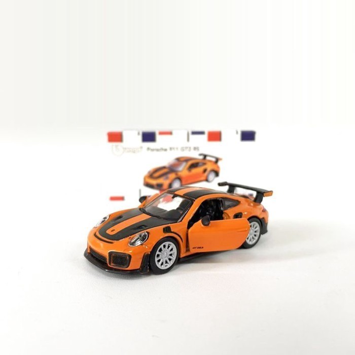 BIMIGO 1: 64 Porsche 911 GT2 RS Xe hợp kim hai cửa Mô hình bé trai màu cam