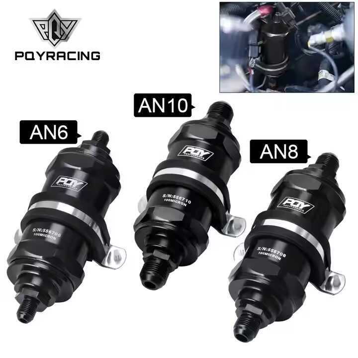 Bộ lọc xăng nhôm E85 có giá đỡ bằng thép không gỉ AN6 AN8 / AN10 Thông số kỹ thuật