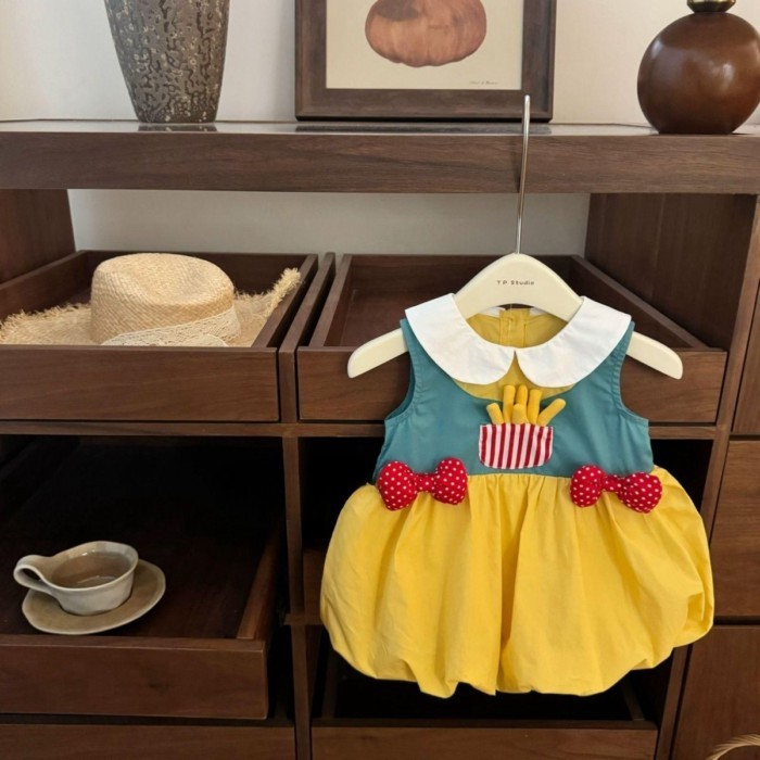 Summer Snow White Dress Baby Fashionable Cute Chip Dress Girls Dress First Birthday Dress