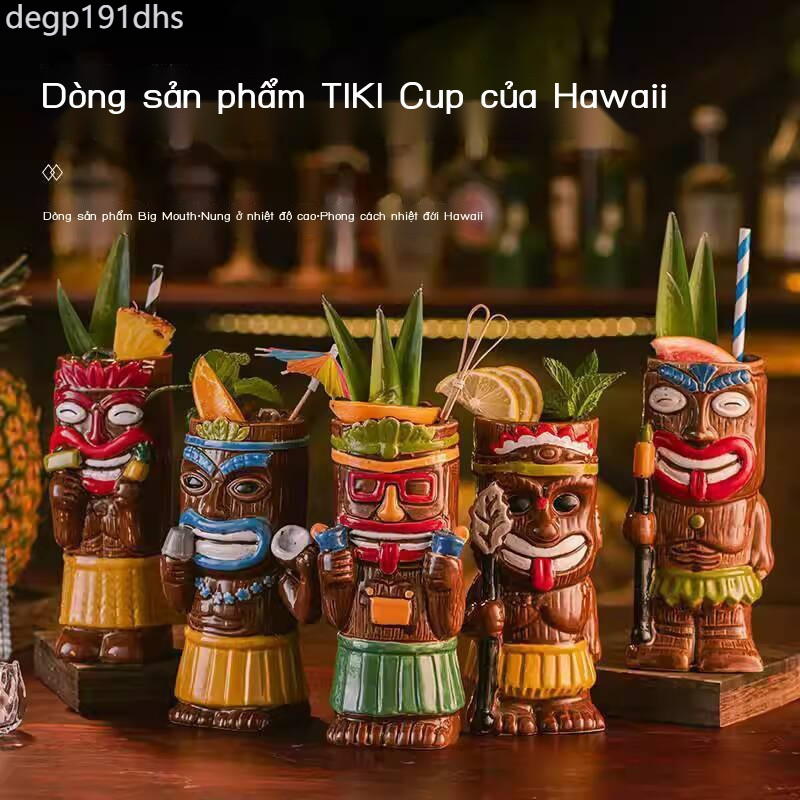 [HÀNG MỚI VỀ] Ly cocktail Hawaii cá nhân hóa, Tiki, sáng tạo, sinh tố gốm, ly Tiki đầu lâu zombie