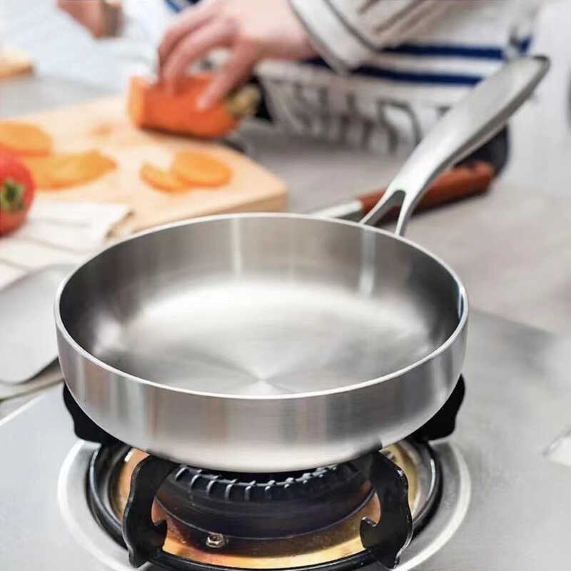 Thép không gỉ 316 Chảo Chiên Nhỏ Chảo Chiên Không Tráng Hộ Gia Đình Nhà Bếp Chảo Chống Dính Chảo Tíc