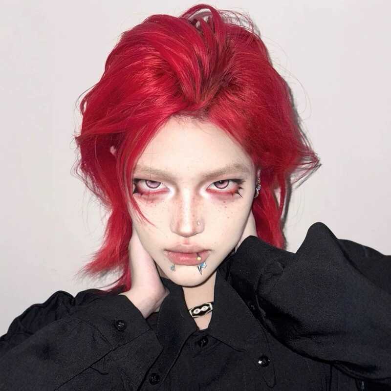 Tóc giả Aquaman đỏ ngắn thẳng, dễ thương cho cosplay unisex