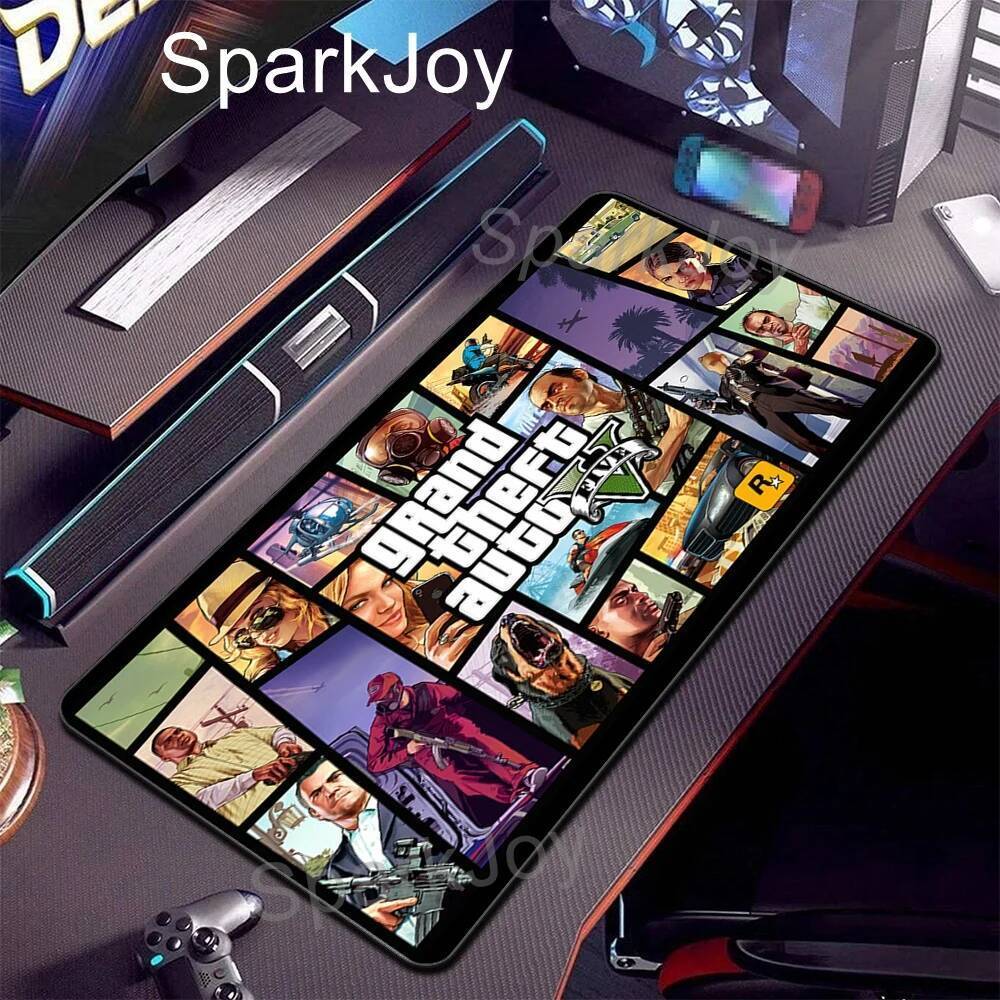 GTA San Andreas Retro Game Mouse Pad Chống Trơn Trượt Mở Rộng Bàn Phím Thảm Khâu Cạnh Chống Thấm Nướ