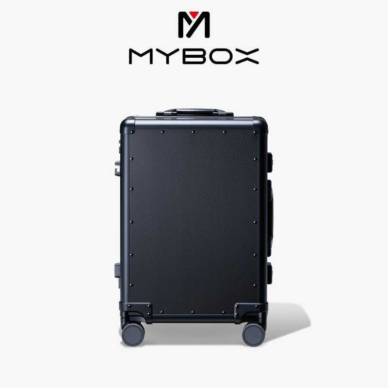 Vali xách tay du lịch mybox bằng sợi carbon màu đen cao cấp 20inch có khóa số, vali kéo siêu nhẹ dàn