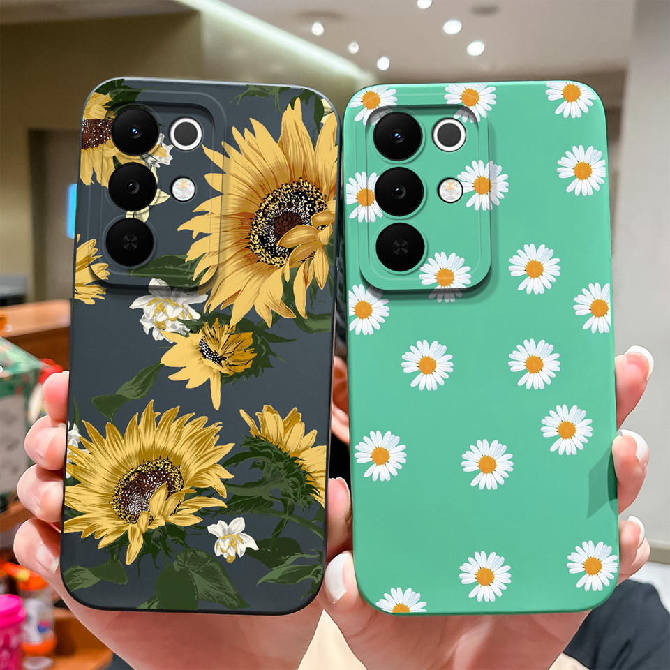 Ốp Lưng Cho Realme C85 C85 Pro Hoa Hướng Dương Đẹp Hoa Cúc Vuông Chống Rơi Chống Sốc Cho RealmeC85Pr