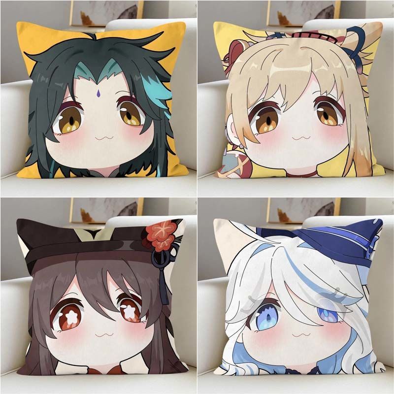 Genshin Impact phụ kiện Furina Nahida Hu Tao Kamisato Ayaka Anime doll gối ôm tựa lưng có sẵn
